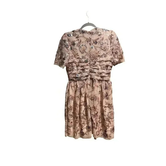 New Rachel Parcell Pink Sequin Tulle Embroidered Short Sleeve Dress Size 8 - Picture 7 of 13